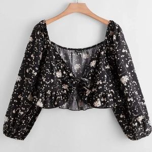 Plus size floral tie front